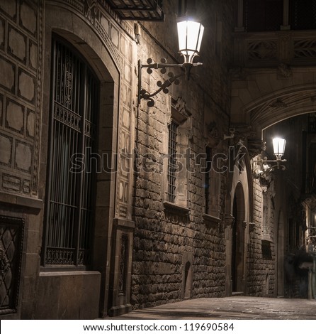 Bridge at Carrer del Bisbe in Barri Gotic Barcelona Bridge at Carrer del Bisbe in Barri Gotic Barcelona