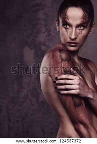 Woman with snake body-art