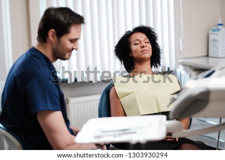 Woman patient at dentist\'s private practice.