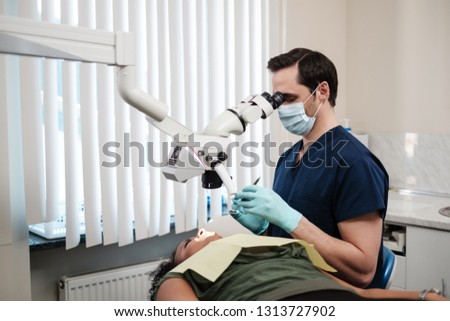 Woman patient at dentist\'s private practice.