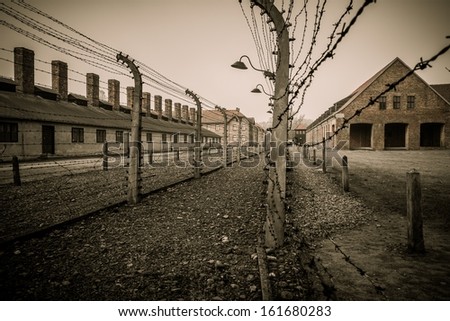 Electric Fence In Former Nazi Concentration Camp Auschwitz I, Poland