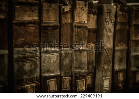 Vintage books in a row