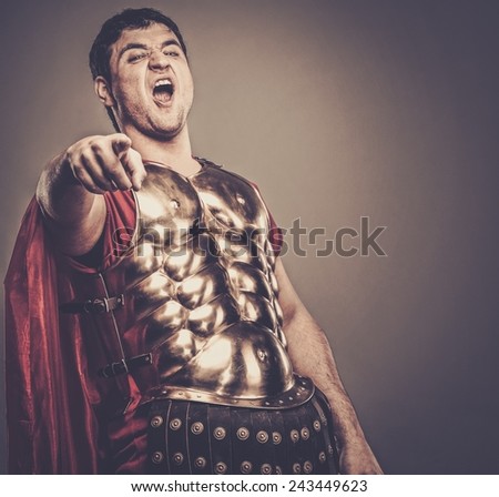 Laughing legionary soldier