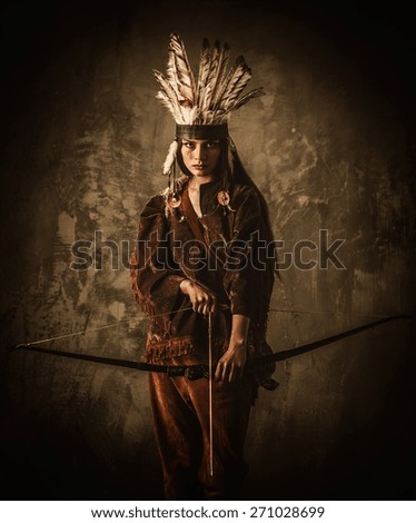 Indian woman warrior with bow