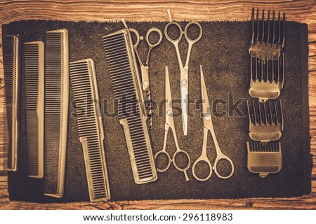 Hairstylist\'s accessories in barber shop