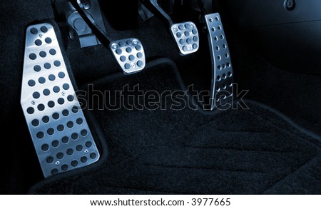 Auto Racing Blue Sports Pedals on Sport Car Chrome Pedals  Toned In Blue  Stock Photo 3977665