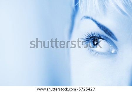 Human eye toned in blue