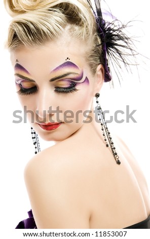 stock photo Beautiful young woman with artistic makeup