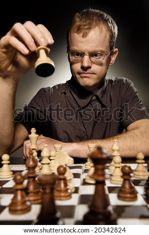 Chess master making smart move