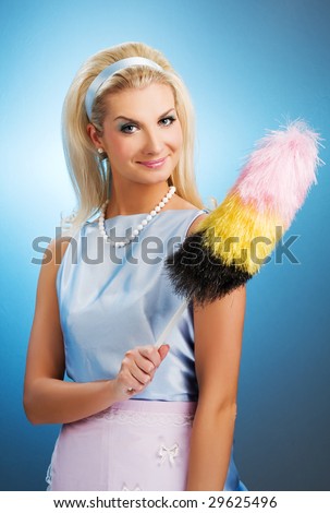 stock photo : Funny housewife retro portrait