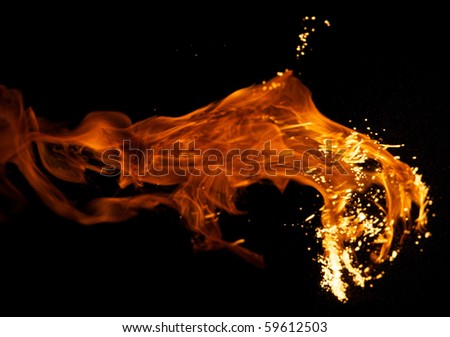 Fire explosion isolated on black background