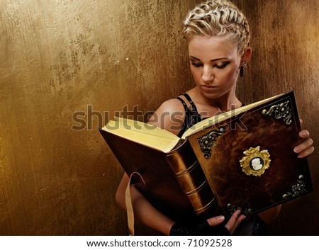 Steam punk girl with a book