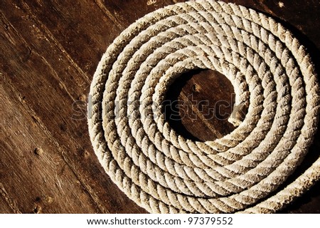Rope on boat\'s deck.