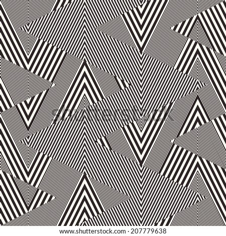 Abstract striped textured zigzag seamless pattern.