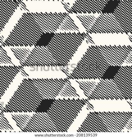 Abstract optical art textured cubes seamless pattern.