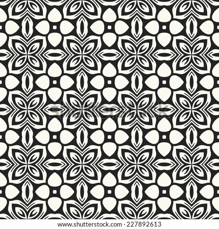 Abstract decorative floral  background in black and white. Seamless pattern.