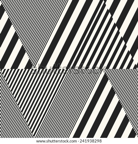 Abstract striped textured refracted zigzag geometric background. Seamless pattern.