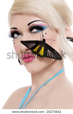 makeup for face. bright makeup and black