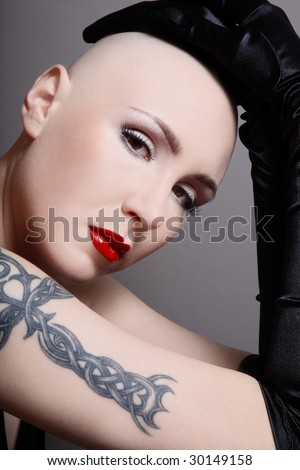 skinheads tattoo. skinhead girl with tattoo