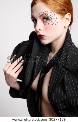 fancy makeup. girl with fancy makeup in