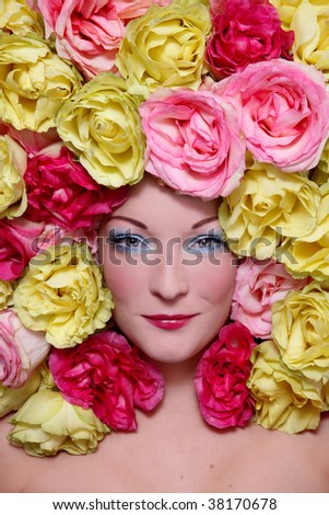  girl with stylish makeup and wig 