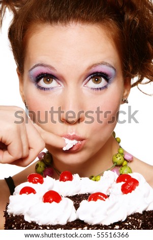 woman on cake