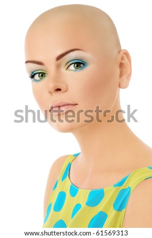 stock photo : Young beautiful skinhead woman with fresh stylish make-up over 