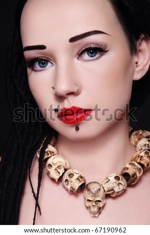 pierced females. gothic pierced woman with