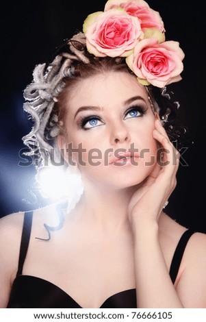fancy hairstyle. fancy hairstyle and roses