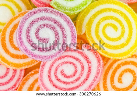 Jelly sweet, flavor fruit, candy dessert colorful.