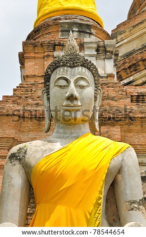 ancient buddha image statue at ayutthaya,Thailand