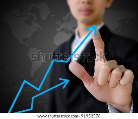businessman hand pointing showing graph.