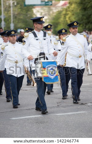SEVASTOPOL, UKRAINE - JUNE 14. Greek military orchestra on \