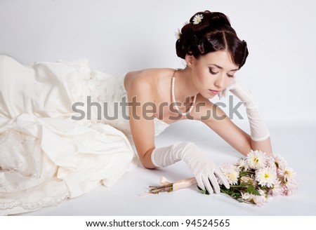 Brunette hair bride portrait
