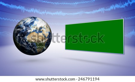 Earth and Green Monitor, Elements of this image furnished by NASA