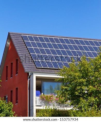 Solar roof on a modern house
