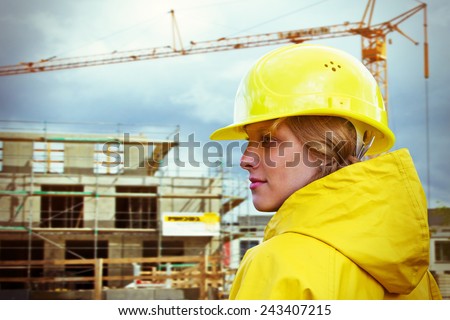 Young woman on a building site