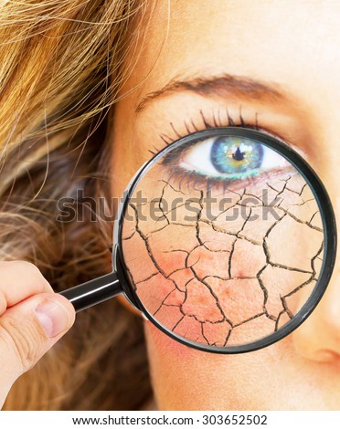 Skin folds under a magnifier glass