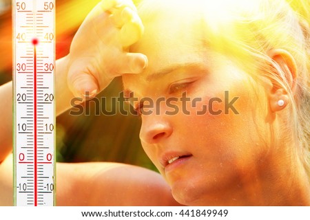 Exhausted woman in the summer heat