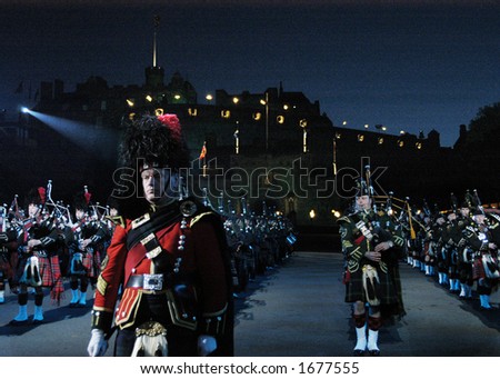 stock photo : Pipes and Drums at the Edinburgh Military Tattoo