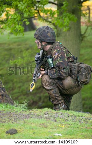 British Army Soldier on training exercise