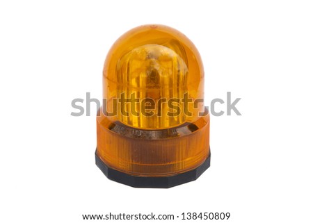 Orange flashing light, beacon isolated on white