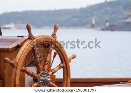 Old boat steering wheel from wood