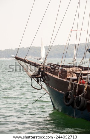 Close up of old wooden ship