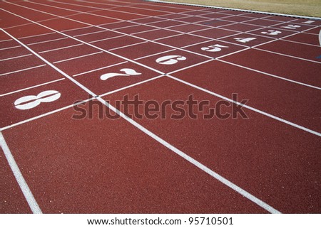 Numbers on the start of a running track