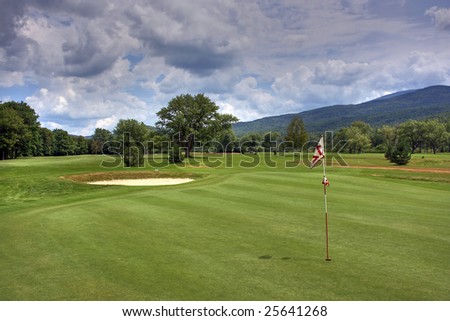 Golf green at Androscoggin Valley Country Club in Gorham, New Hampshire.