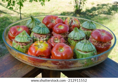 Stuffed tomatoes and zucchini