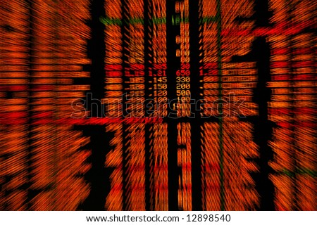 Display of share market prices in zoom effect.
