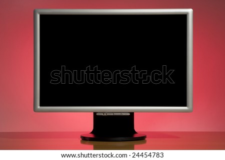 liquid-crystal wide screen on a red background