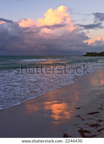 a sunset on ocean. Cuba